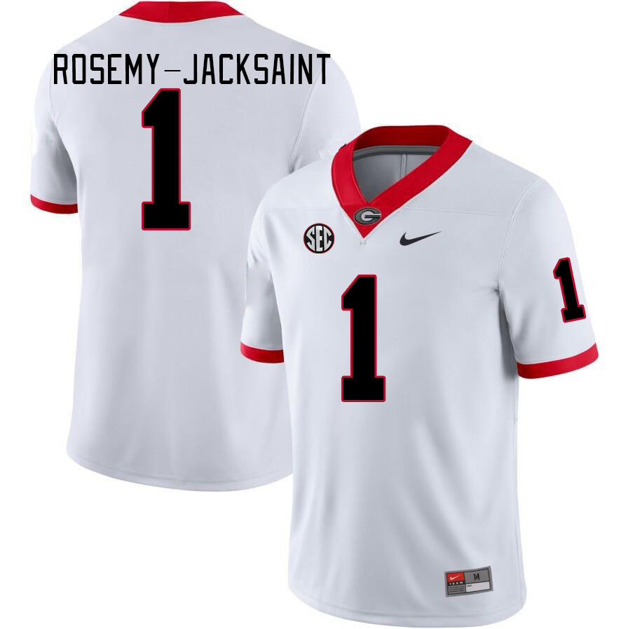 Men #1 Marcus Rosemy-Jacksaint Georgia Bulldogs College Football Jerseys Stitched-White